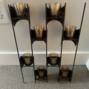 Mid-Century decorative wall art.  Candle holders.